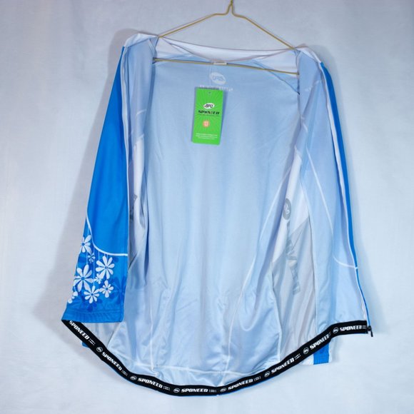 Sponeed Women's Cycling Long Sleeve Jersey Blue White Three Pockets Back Size M - Picture 8 of 14